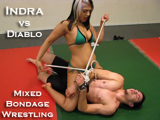 Indra vs Diablo: Mixed Bondage Wrestling Domination